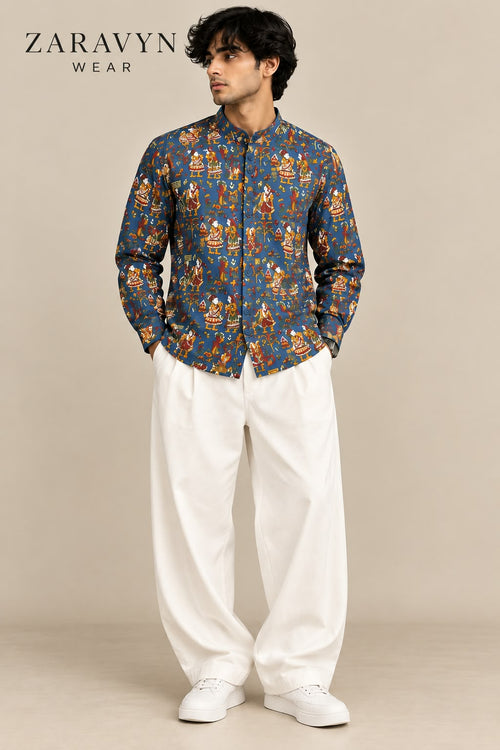 Pichwai Folk Art Print Shirt - Back View