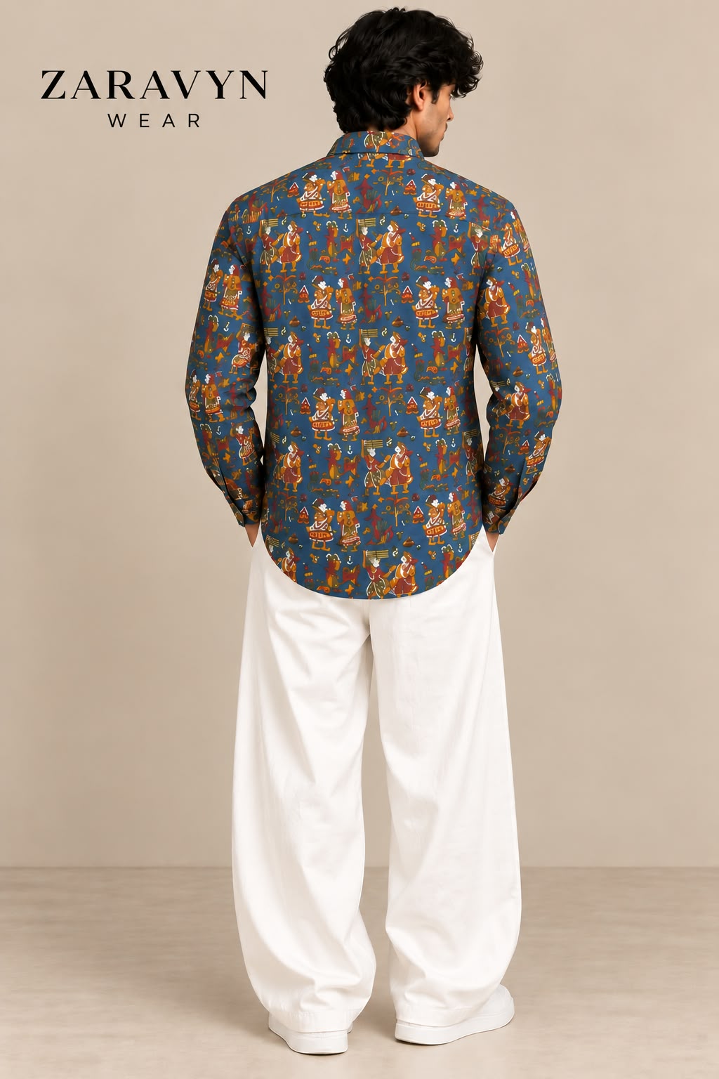 Pichwai Folk Art Print Shirt - Front View